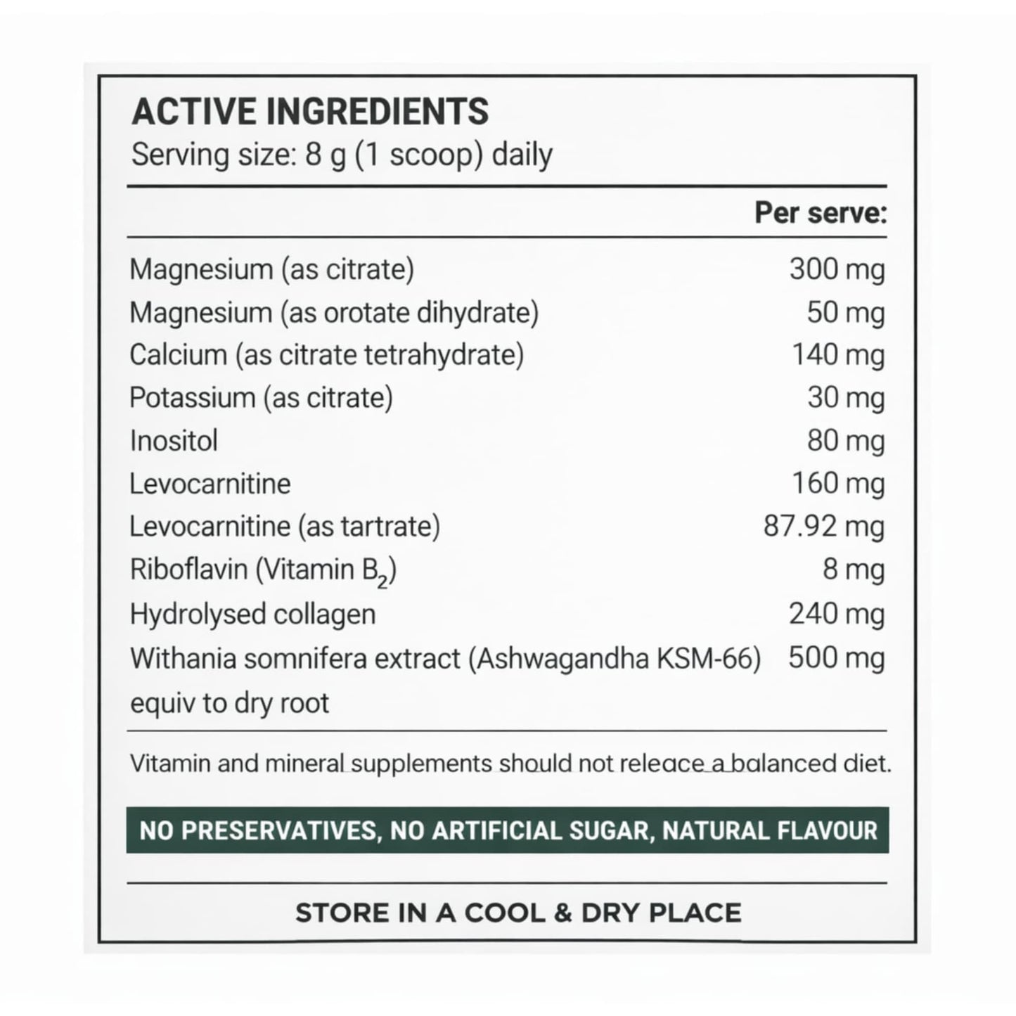 magnesium powder sleep stress recovery supplement ingredients label
