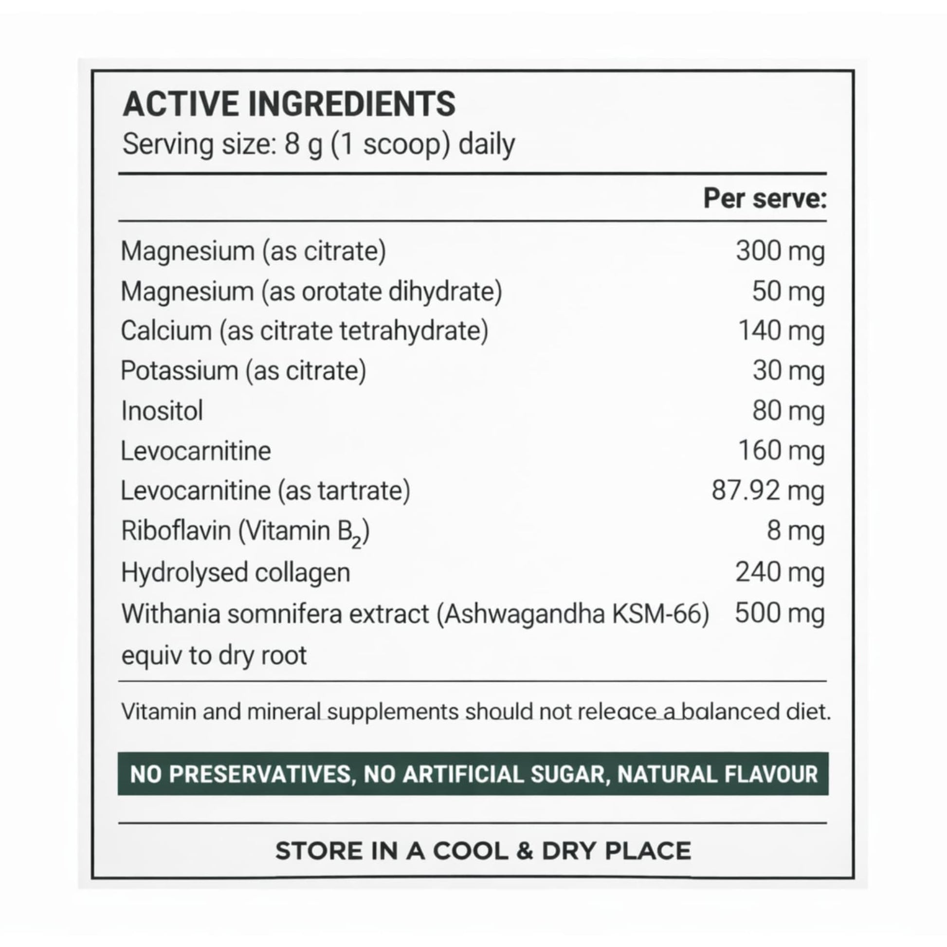 magnesium powder sleep stress recovery supplement ingredients label
